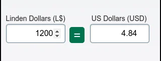 Second Life store pricing in linden dollars.